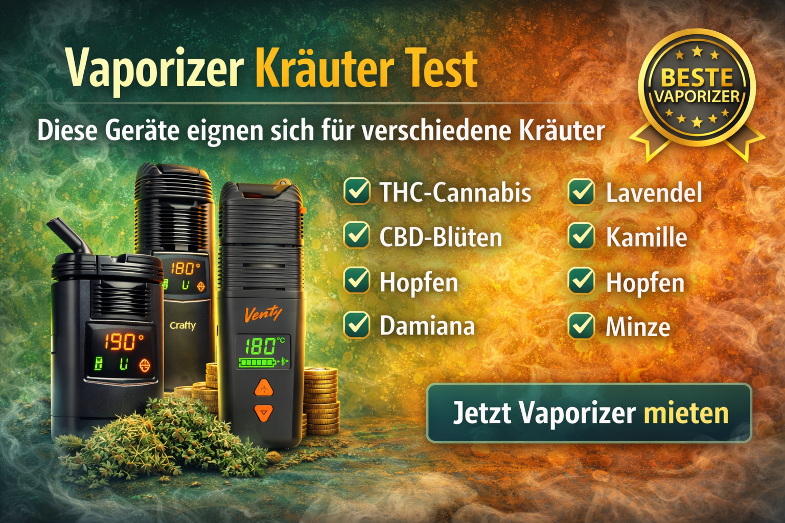 3 Vaporizer und Kräuter zum verdampfen