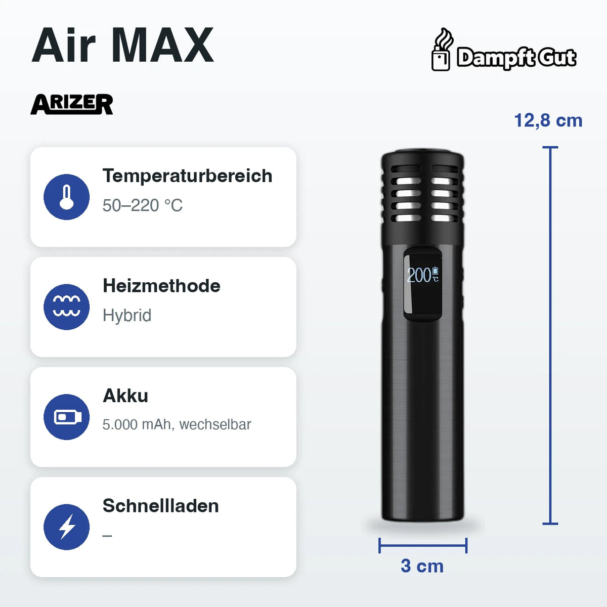 Arizer Arizer Air MAX Vaporizer – technische Daten auf einen Blick