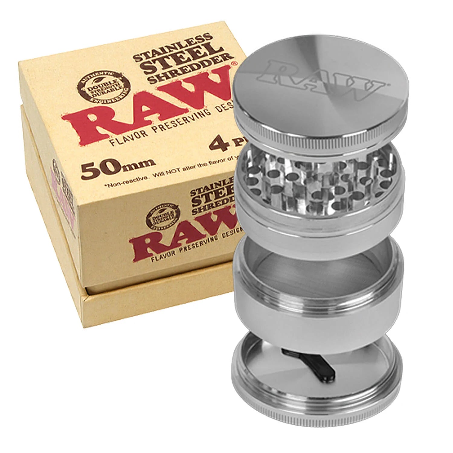 RAW Edelstahl-Grinder 4-teilig mit Box