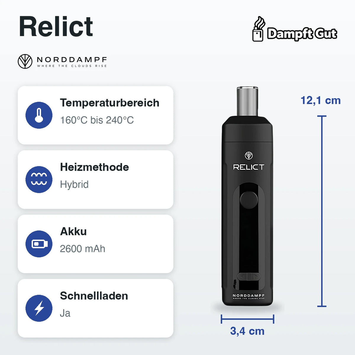 Norddampf Relict Vaporizer – technische Daten auf einen Blick