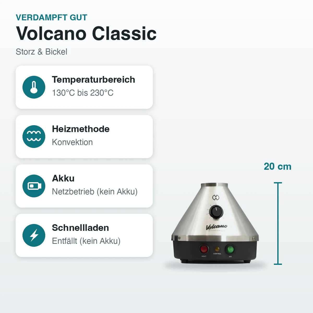 Volcano Classic – Technische Daten auf einen Blick