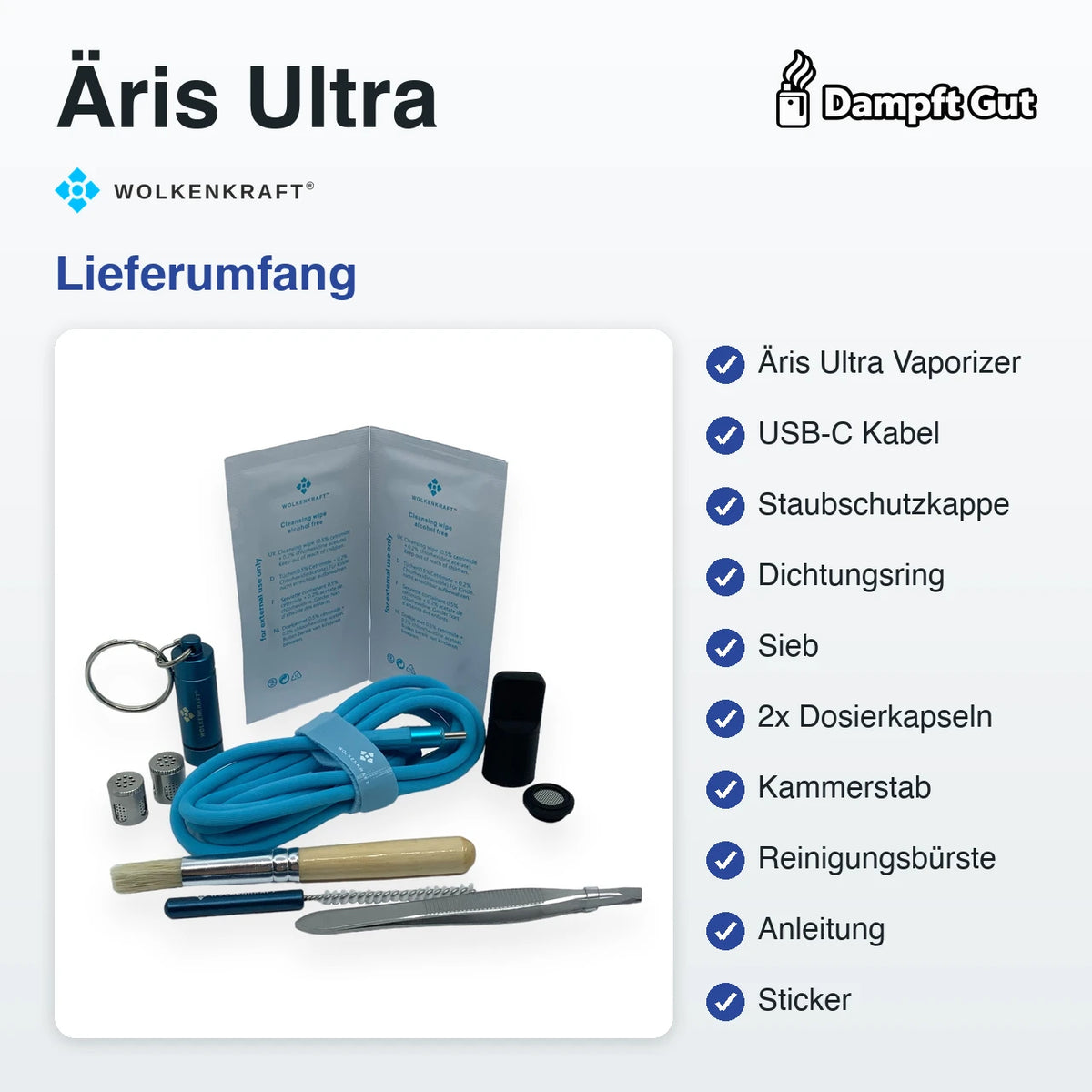 Wolkenkraft Äris Ultra Vaporizer – Lieferumfang